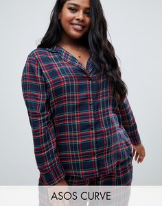 Рубашка в клетку ASOS DESIGN Curve-Темно-синий