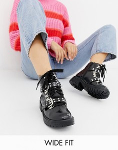 Ботильоны для широкой стопы на толстой подошве Truffle Collection-Черный