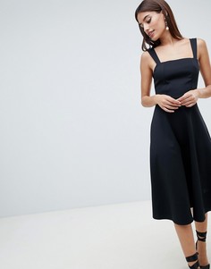 Платье миди для выпускного с квадратным вырезом ASOS DESIGN-Черный