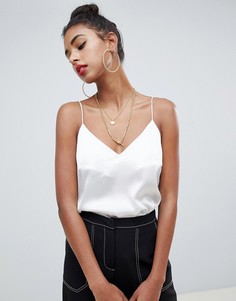 Атласный топ на бретельках ASOS DESIGN-Белый