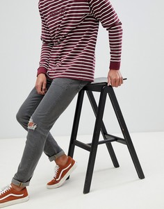 Серые рваные джинсы скинни ASOS DESIGN-Серый