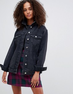 Черная выбеленная джинсовая куртка ASOS DESIGN-Черный