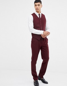 Бордовые облегающие брюки ASOS DESIGN-Красный