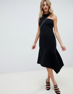 Платье миди с застежкой на крючки ASOS DESIGN-Черный
