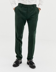 Зеленые брюки слим с шевронным узором ASOS DESIGN wedding-Зеленый