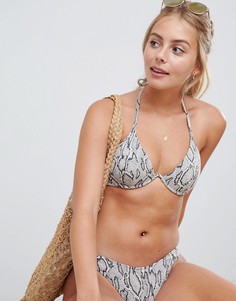 Бикини-топ на косточках со змеиным принтом Seafolly wild side-Мульти