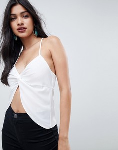 Атласный топ на бретельках ASOS DESIGN-Белый