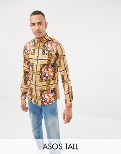 Рубашка классического кроя из вискозы с цветочным принтом ASOS DESIGN Tall-Мульти