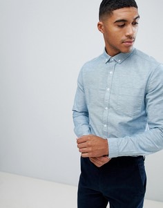 Синяя оксфордская рубашка узкого кроя ASOS DESIGN-Синий