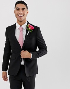 Черный свадебный приталенный пиджак Burton Menswear