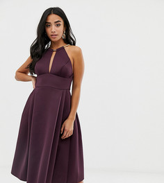 Платье миди для выпускного с ожерельем ASOS DESIGN Petite-Фиолетовый