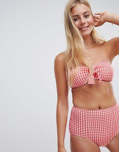 Плавки бикини в клеточку с завышенной талией Seafolly-Красный