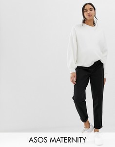 Чиносы с посадкой под животом ASOS DESIGN Maternity-Черный