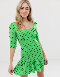 Платье мини в горошек ASOS DESIGN-Мульти