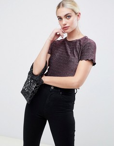 Облегающая футболка металлик ASOS DESIGN-Розовый