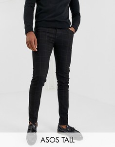 Черные джинсы скинни в клетку ASOS DESIGN Tall-Черный