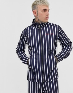 Синяя куртка в полоску с высоким воротником Liquor N Poker-Синий