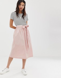 Льняная юбка миди ASOS DESIGN-Розовый
