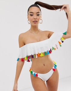 Белые трусы-бикини с кисточками ASOS DESIGN-Белый