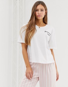 Пижамная футболка с вышивкой ASOS DESIGN mix & match-Розовый