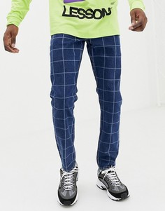Узкие джинсы в клетку с классической талией ASOS DESIGN-Синий