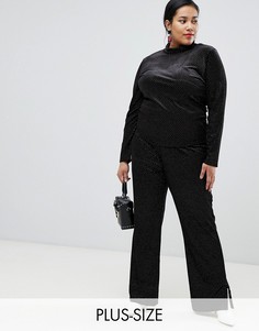 Расклешенные бархатные брюки в горошек Glamorous Curve-Черный