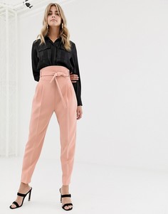 Суженные книзу брюки с завышенной талией ASOS DESIGN-Розовый