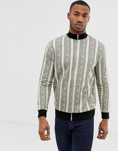 Трикотажная спортивная куртка в полоску ASOS DESIGN-Белый