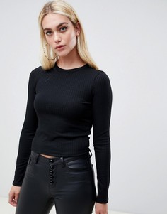 Черный узкий лонгслив ASOS DESIGN