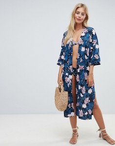 Сине-розовое кимоно с цветочным принтом Seafolly-Мульти