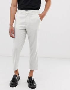 Белые фактурные укороченные брюки с эластичным поясом ASOS DESIGN-Белый