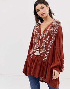 Топ-туника с вышивкой Free People Wild Dreams-Красный