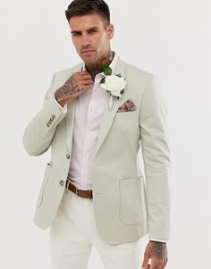 Светло-бежевый облегающий хлопковый блейзер ASOS DESIGN wedding