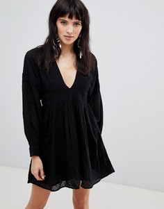 Платье с объемными рукавами Free People-Черный
