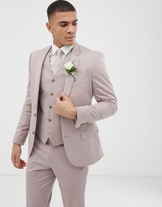 Приталенный пиджак из эластичного хлопка ASOS DESIGN wedding-Бежевый