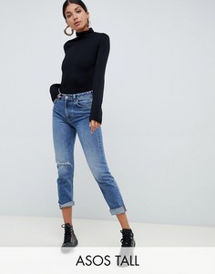 Черный лонгслив с высоким воротом ASOS DESIGN Tall