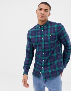 Зеленая рубашка в клетку с длинными рукавами Lyle & Scott-Зеленый
