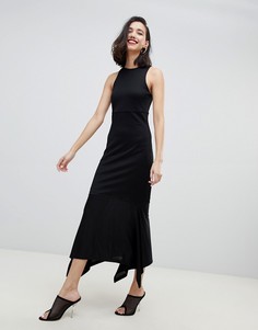 Черное платье из тонкого трикотажа с асимметричным подолом River Island studio-Черный