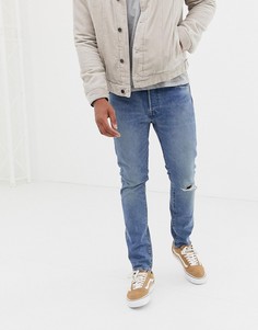 Светлые джинсы скинни с классической талией и дыркой на колене Levis 501-Синий Levis®