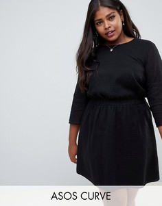 Повседневное платье мини в фактурную клетку ASOS DESIGN Curve-Черный