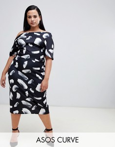 Платье-футляр с принтом ASOS DESIGN Curve-Мульти