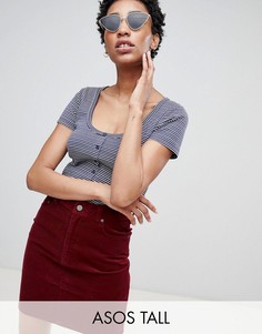 Топ в полоску с планкой на пуговицах ASOS DESIGN Tall-Мульти