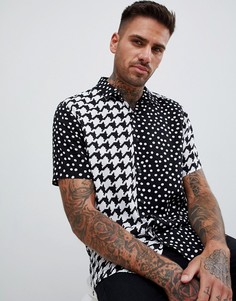 Рубашка классического кроя с монохромным принтом ASOS DESIGN-Черный