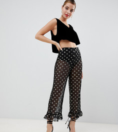 Брюки в золотистый горошек с оборками ASOS DESIGN Petite-Мульти