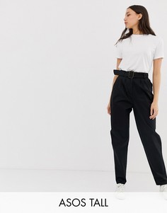 Брюки галифе с поясом и черепаховой пряжкой ASOS DESIGN Tall-Черный