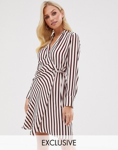 Платье в полоску с запахом River Island-Мульти