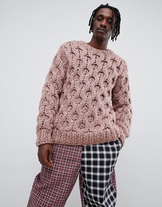 Розовый джемпер ручной вязки с выцветшим эффектом ASOS DESIGN