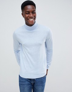 Голубая хлопковая водолазка ASOS DESIGN-Синий