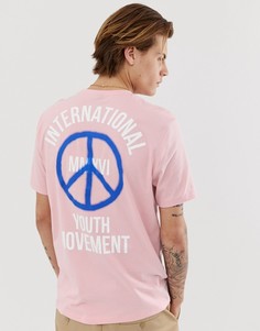 Свободная футболка из органического хлопка с принтом на спине ASOS DESIGN-Розовый