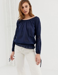 Блузка с открытыми плечами Pepe Jeans Jasmine-Темно-синий